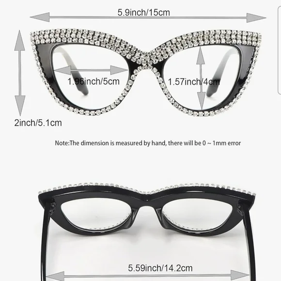 Elegant Black Rhinestone Cat-Eye Glasses - Picture 5 of 5